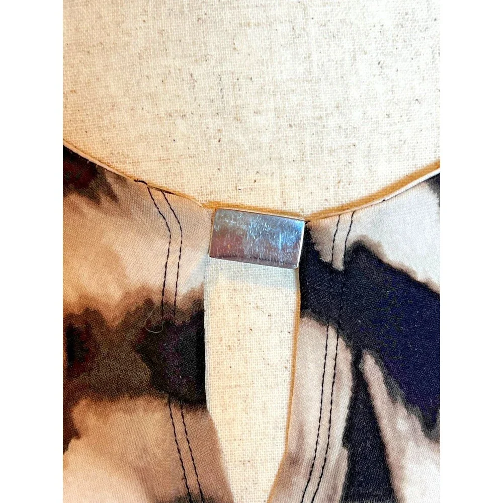 Calvin Klein Women's Abstract Animal Print Wrap Top with 3/4 Sleeves - Picture 2 of 14